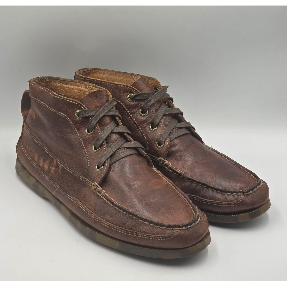 Sperry Authentic Original Boat Chukka Boots Mens 10M Dark Brown Leather